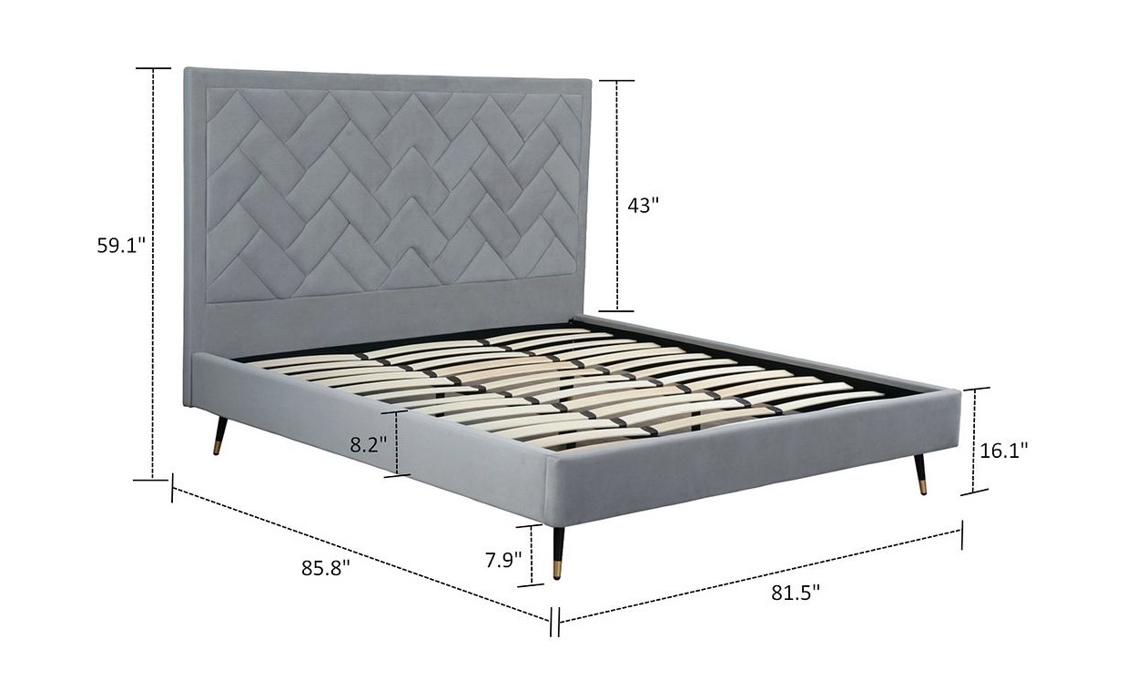 Crosby Velvet Platform King Size Bed