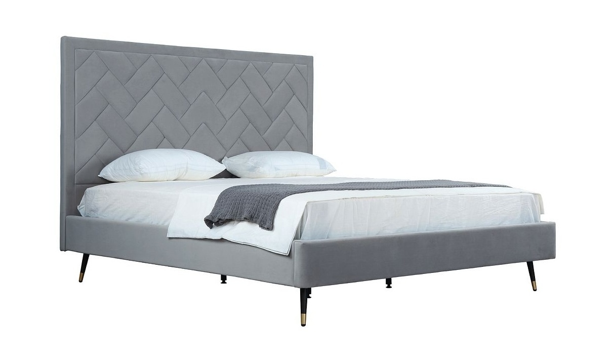 Crosby Velvet Platform King Size Bed