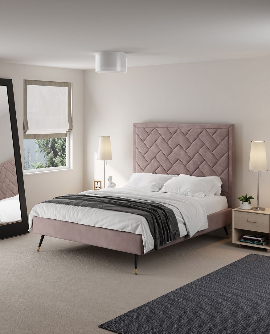 Crosby Velvet Platform Queen Size Bed