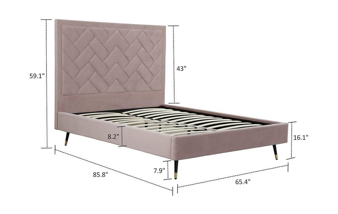 Crosby Velvet Platform Queen Size Bed