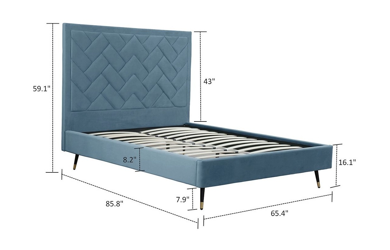 Crosby Velvet Platform Queen Size Bed