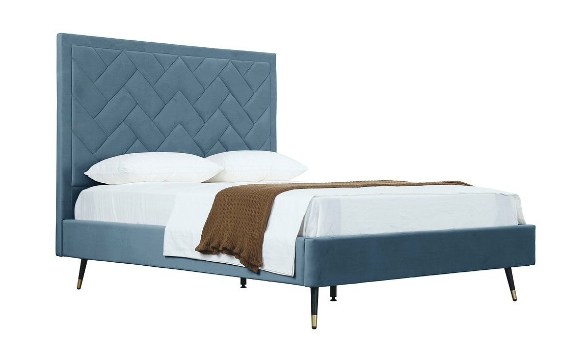 Crosby Velvet Platform Queen Size Bed
