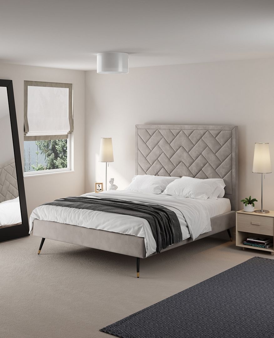 Crosby Velvet Platform Queen Size Bed