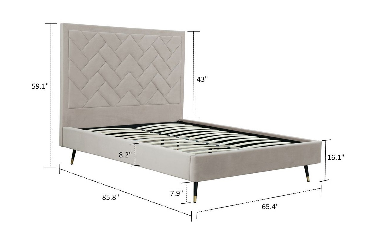 Crosby Velvet Platform Queen Size Bed