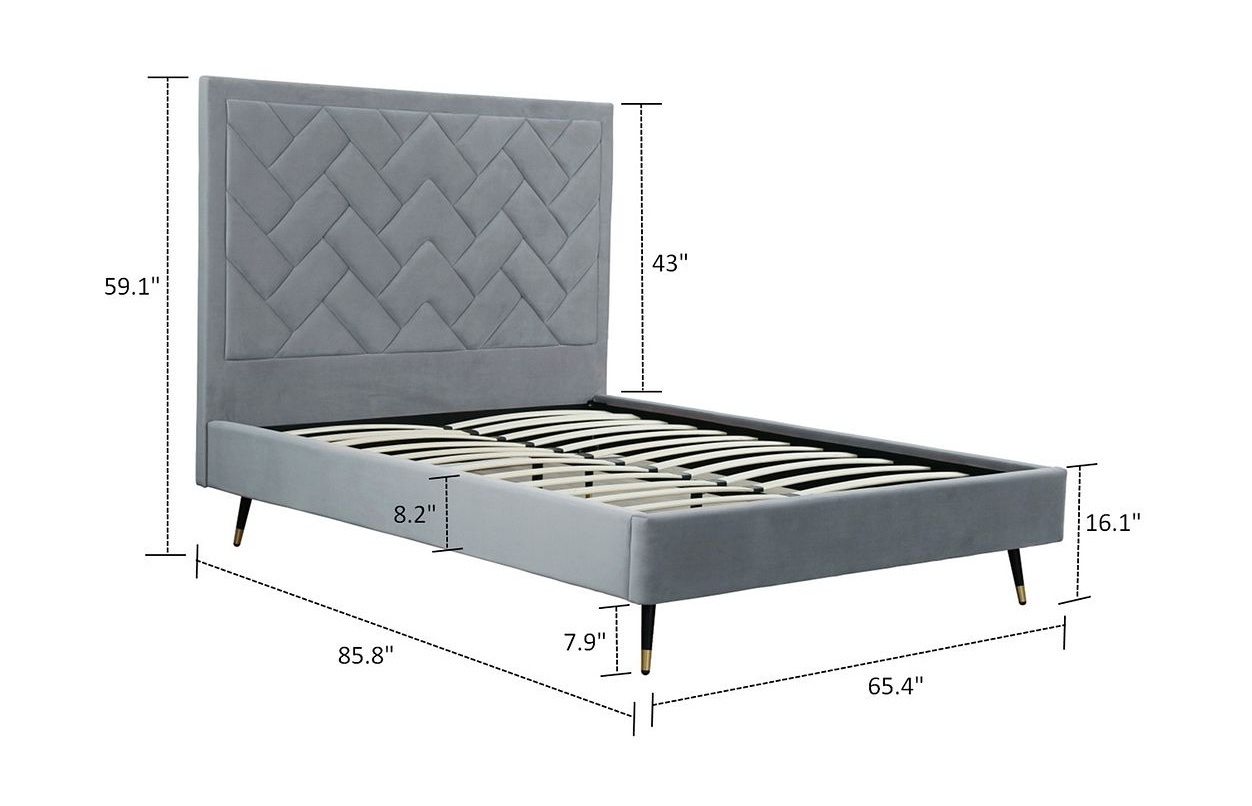 Crosby Velvet Platform Queen Size Bed