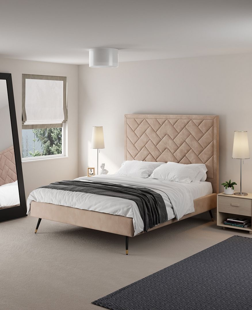 Crosby Velvet Platform Queen Size Bed