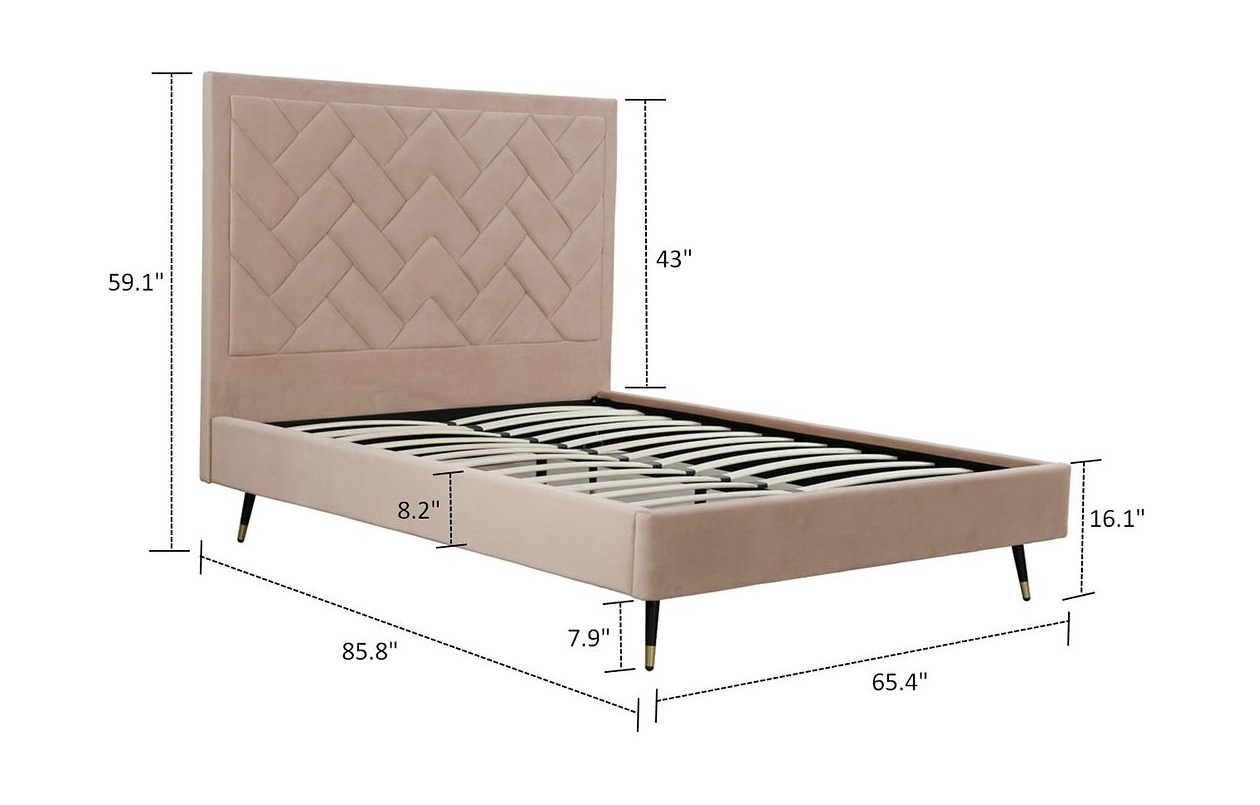 Crosby Velvet Platform Queen Size Bed