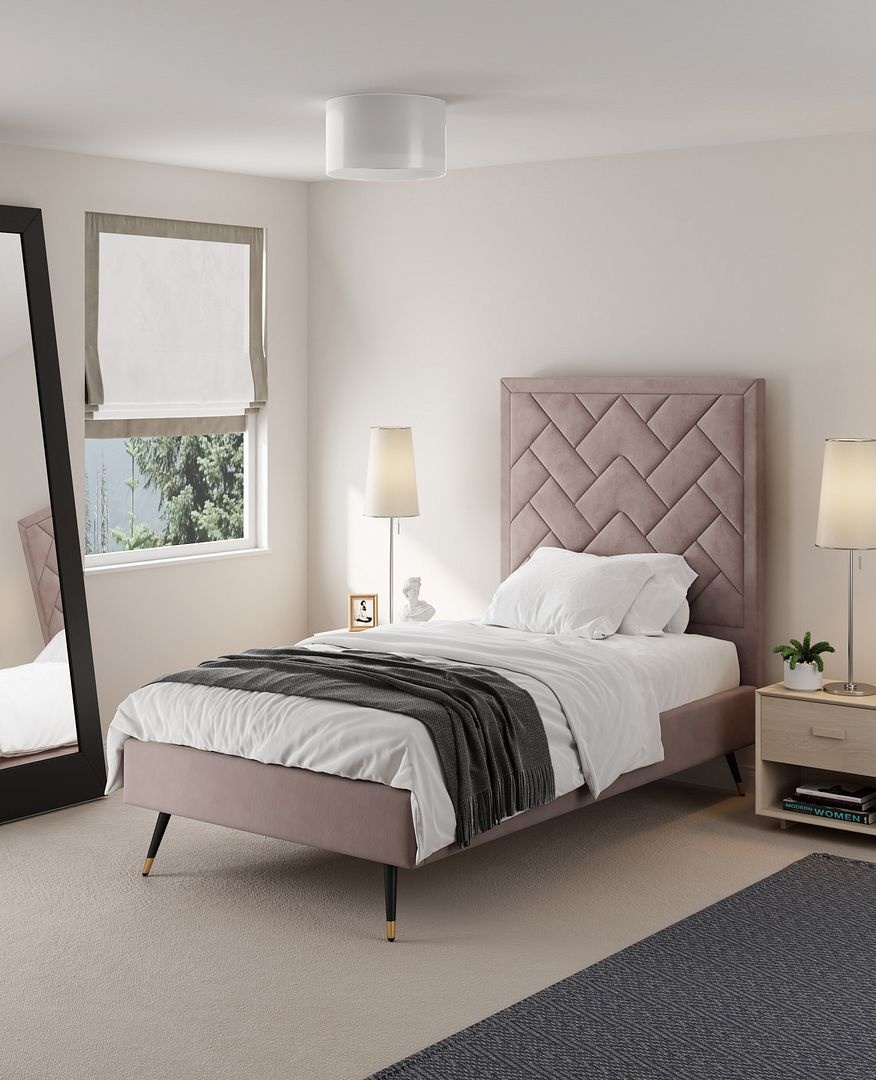 Crosby Velvet Platform Twin Size Bed