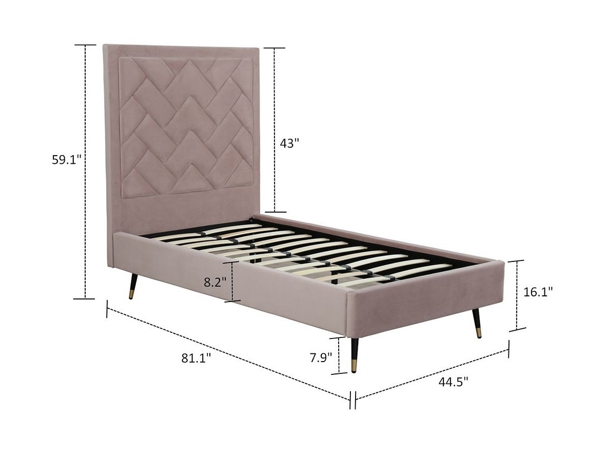 Crosby Velvet Platform Twin Size Bed