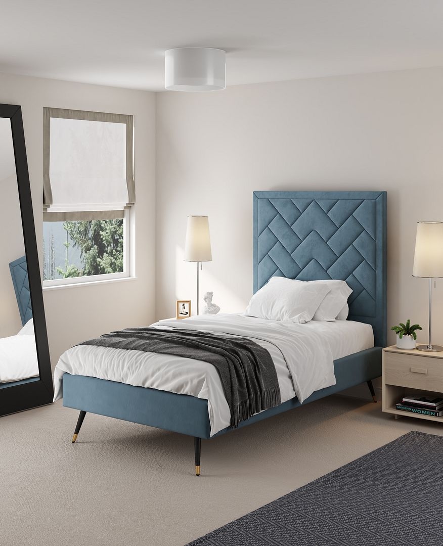Crosby Velvet Platform Twin Size Bed