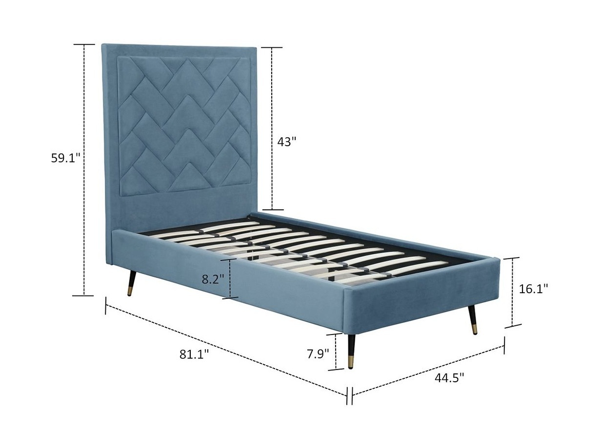 Crosby Velvet Platform Twin Size Bed