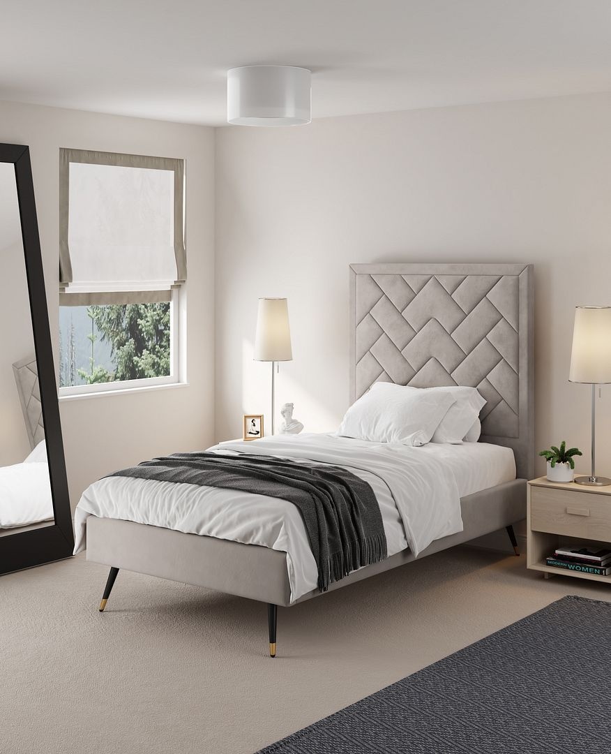 Crosby Velvet Platform Twin Size Bed
