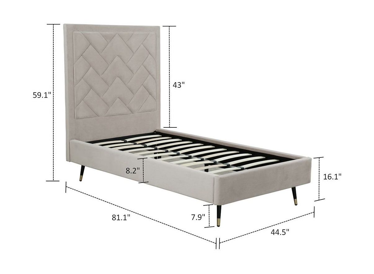 Crosby Velvet Platform Twin Size Bed