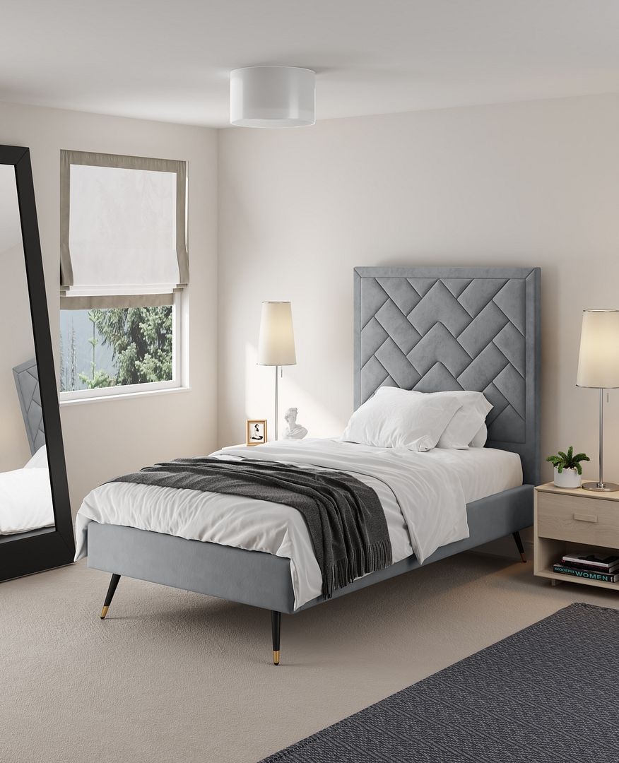 Crosby Velvet Platform Twin Size Bed