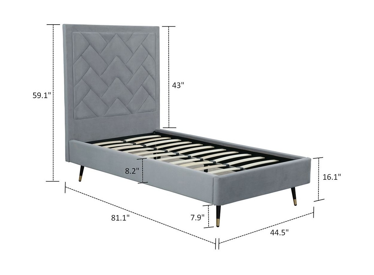 Crosby Velvet Platform Twin Size Bed