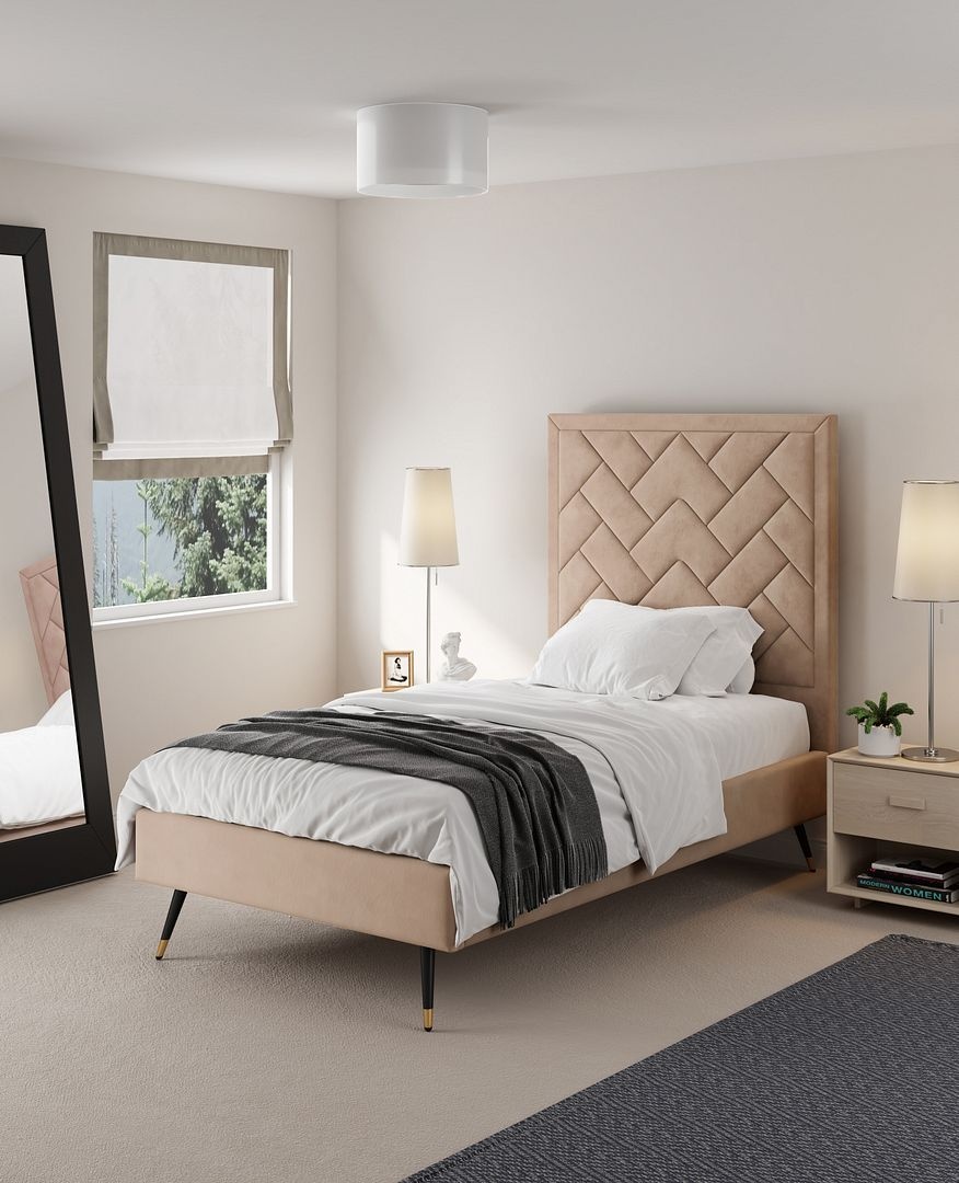 Crosby Velvet Platform Twin Size Bed