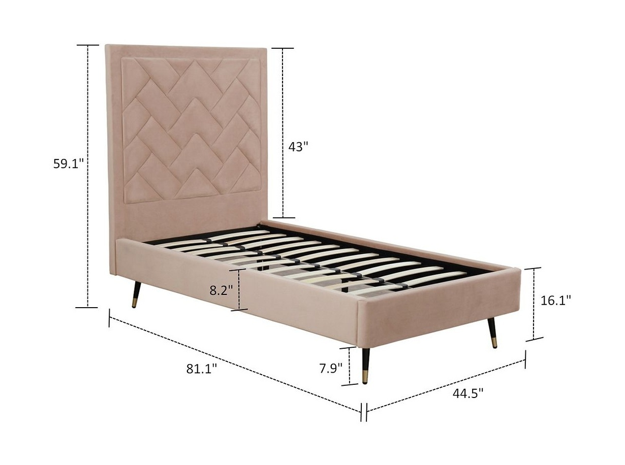 Crosby Velvet Platform Twin Size Bed