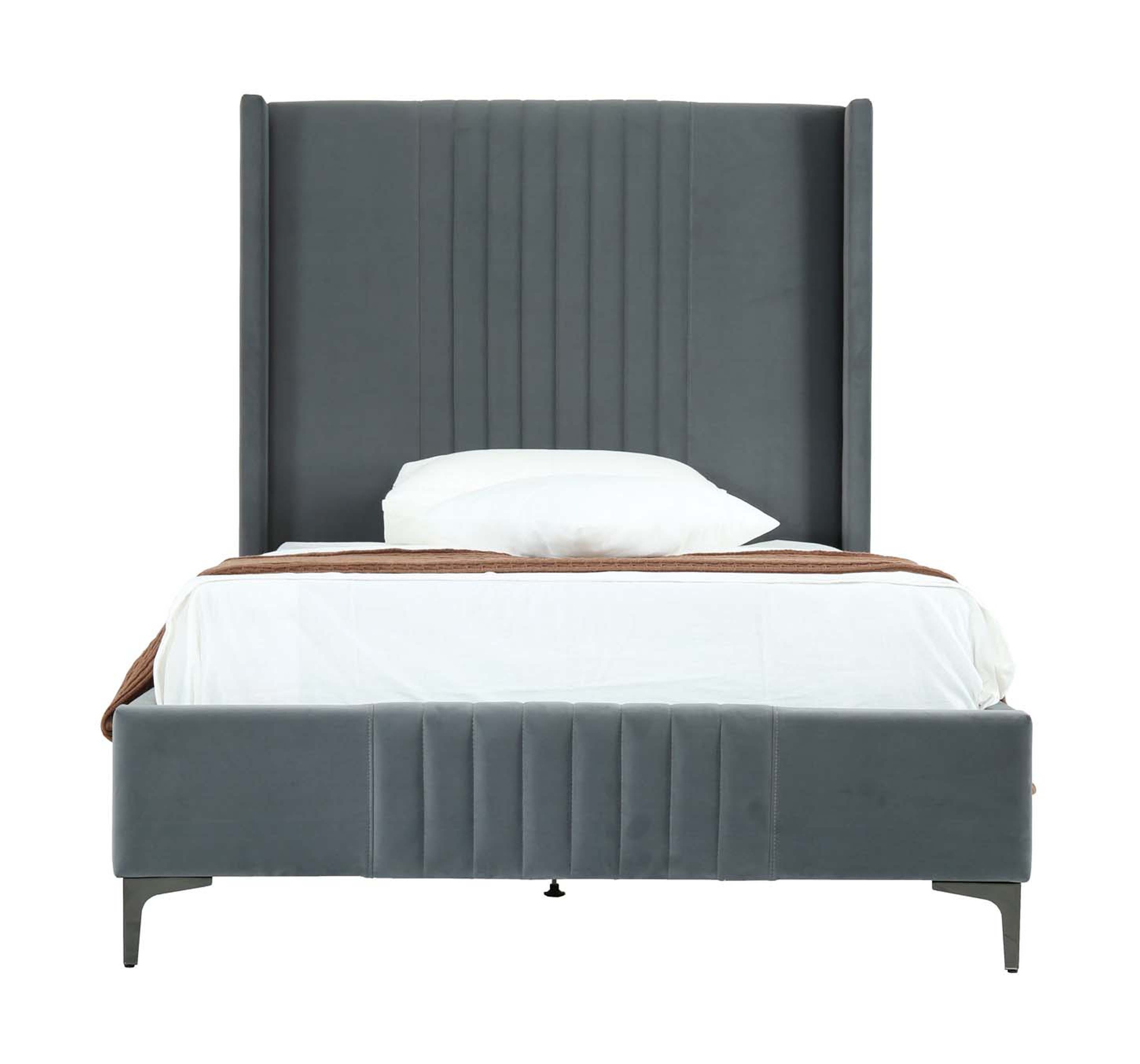 Promenade Velvet Platform Three Quarter Size Bed