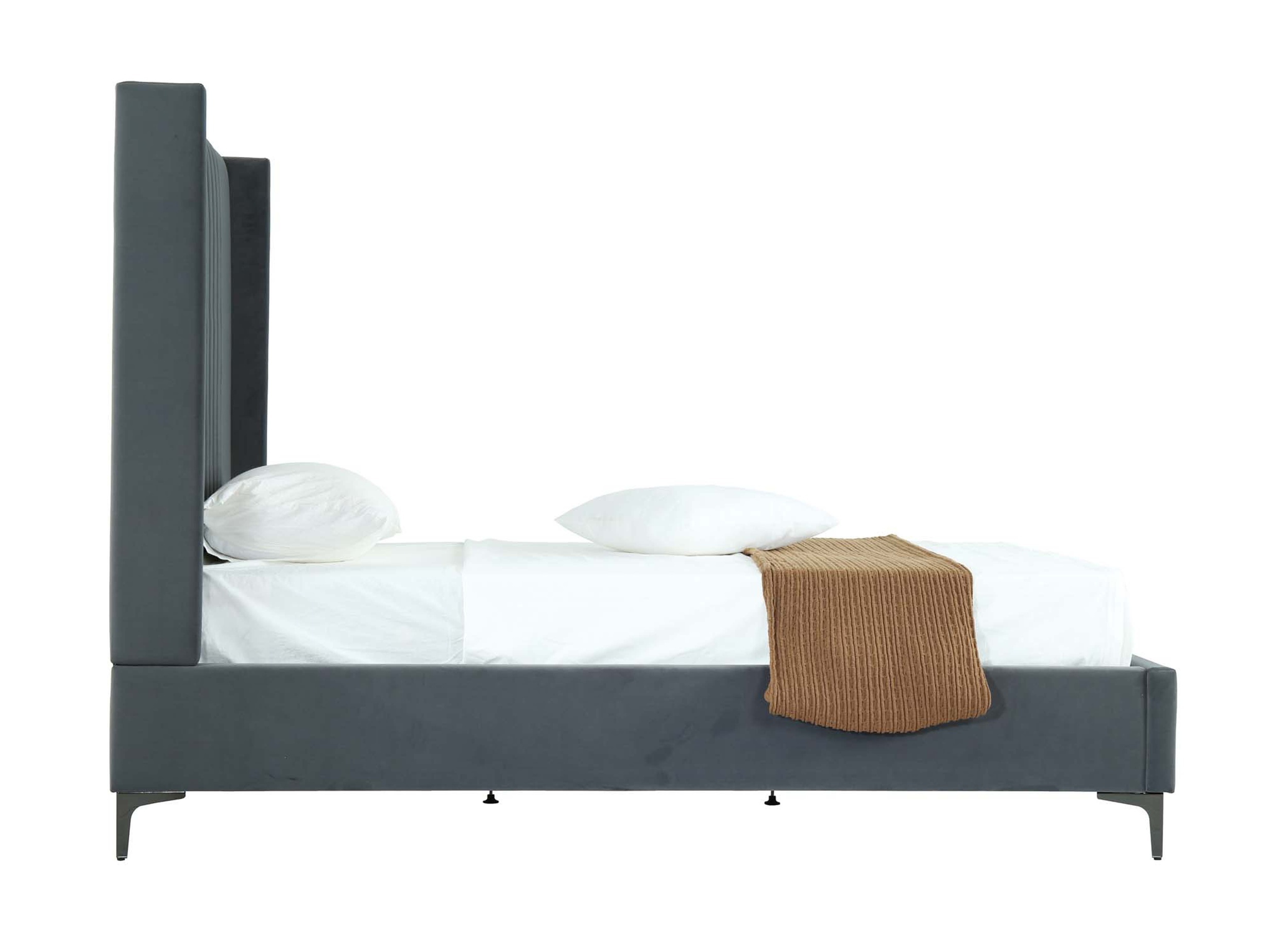 Promenade Velvet Platform Three Quarter Size Bed