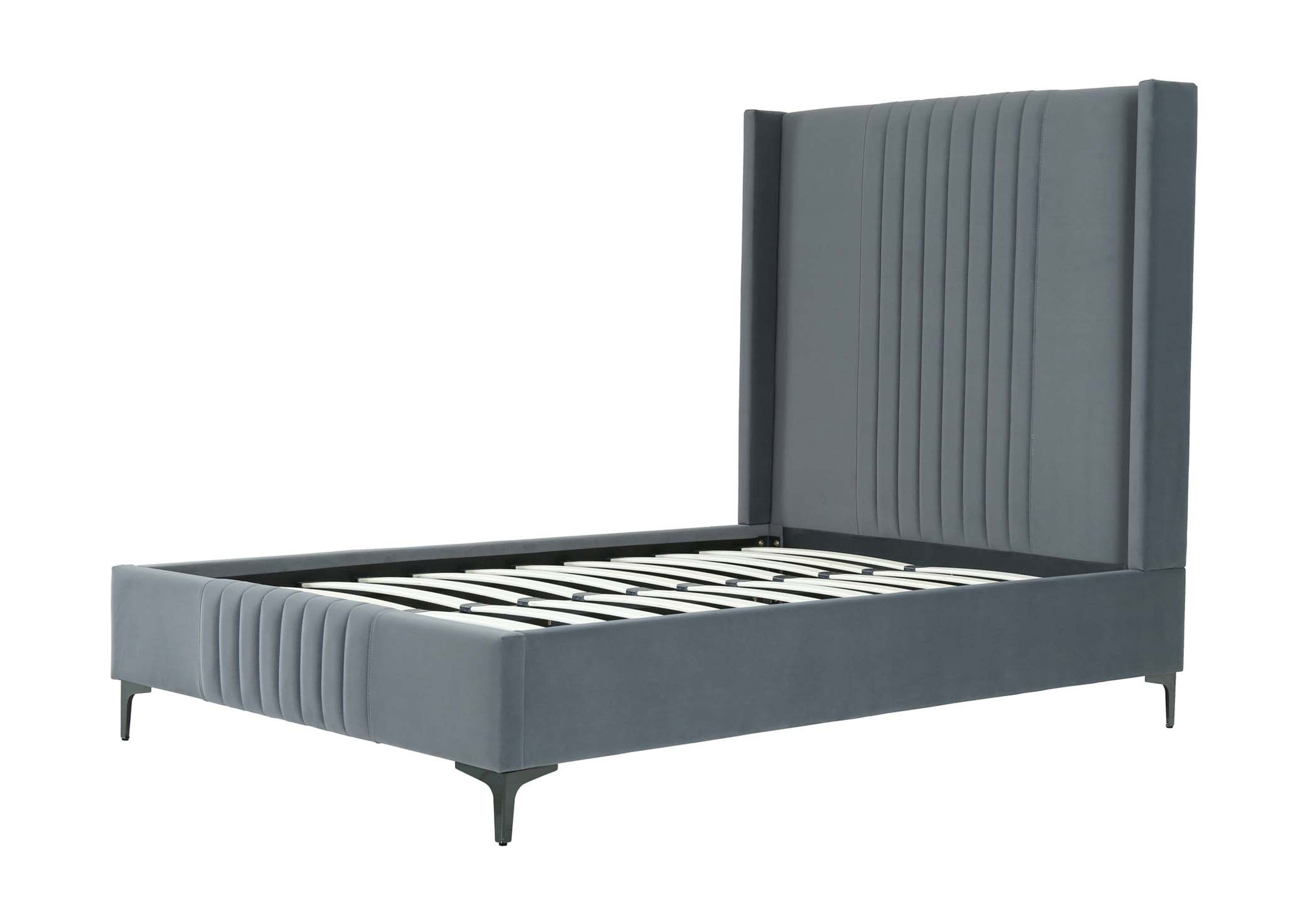 Promenade Velvet Platform Three Quarter Size Bed