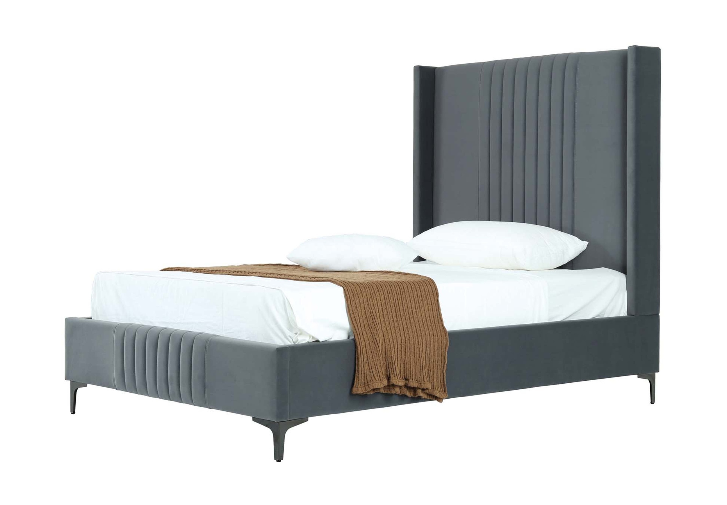 Promenade Velvet Platform Three Quarter Size Bed