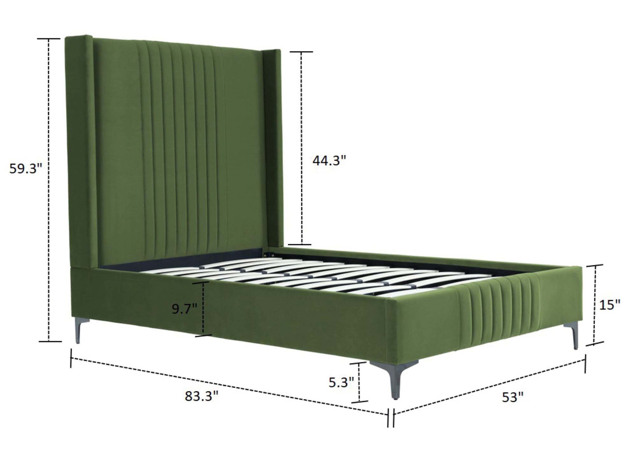 Promenade Velvet Platform Three Quarter Size Bed