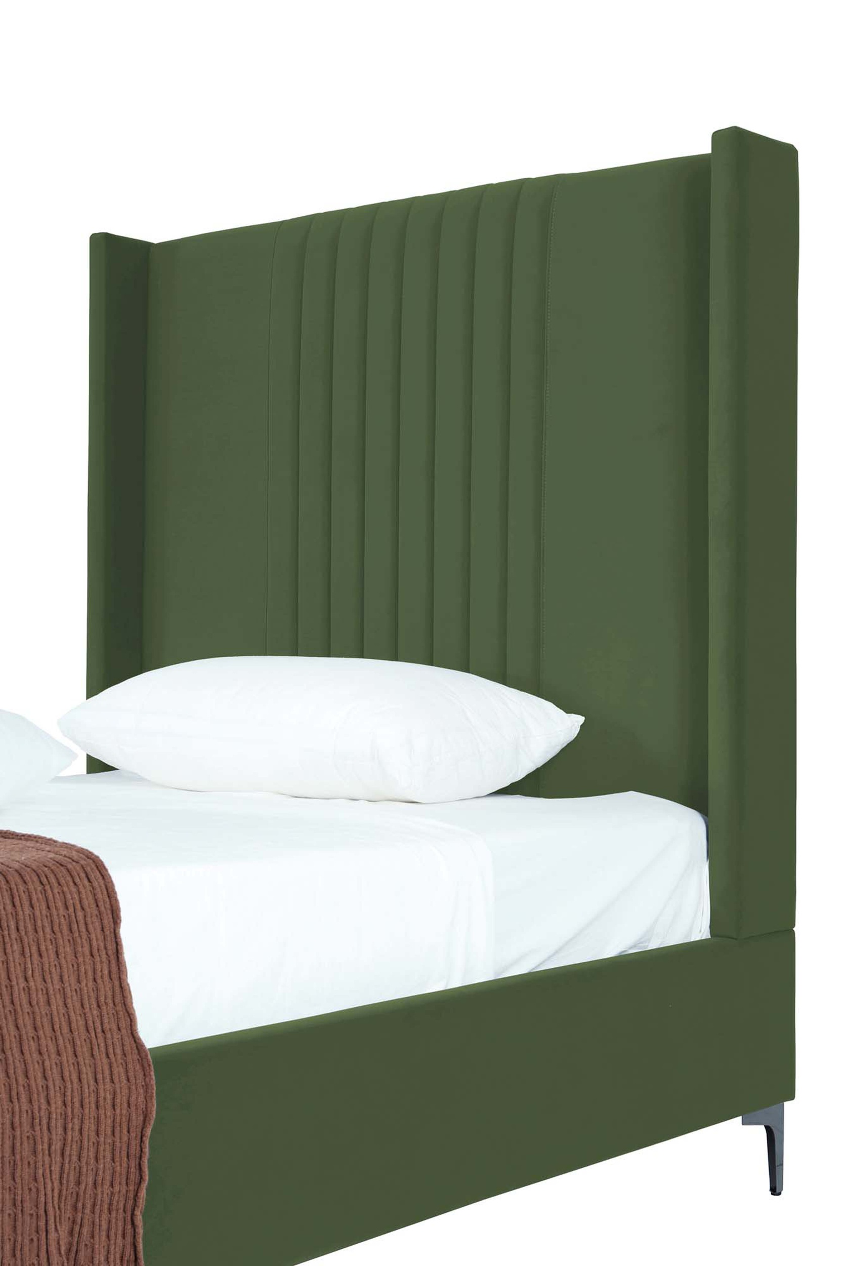 Promenade Velvet Platform Three Quarter Size Bed