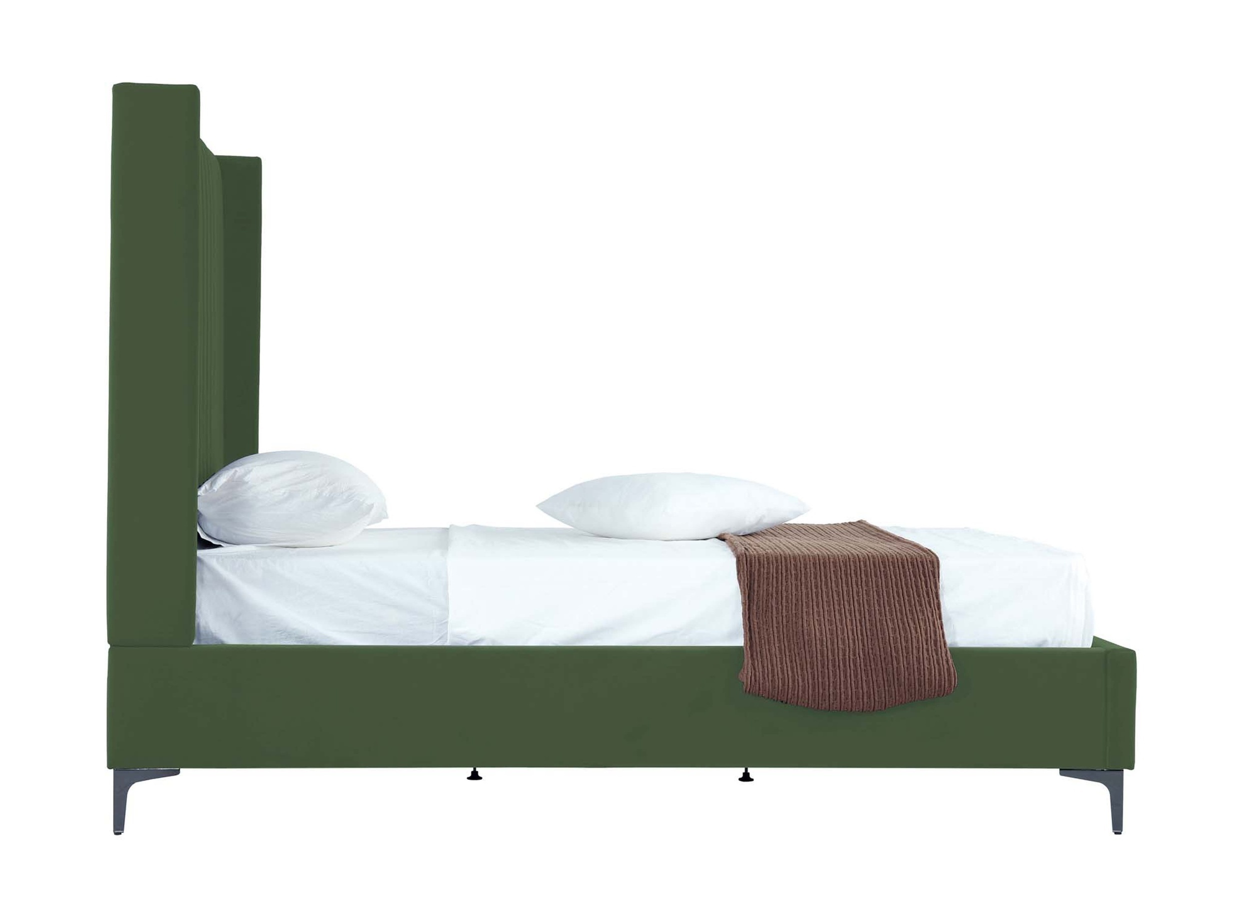 Promenade Velvet Platform Three Quarter Size Bed