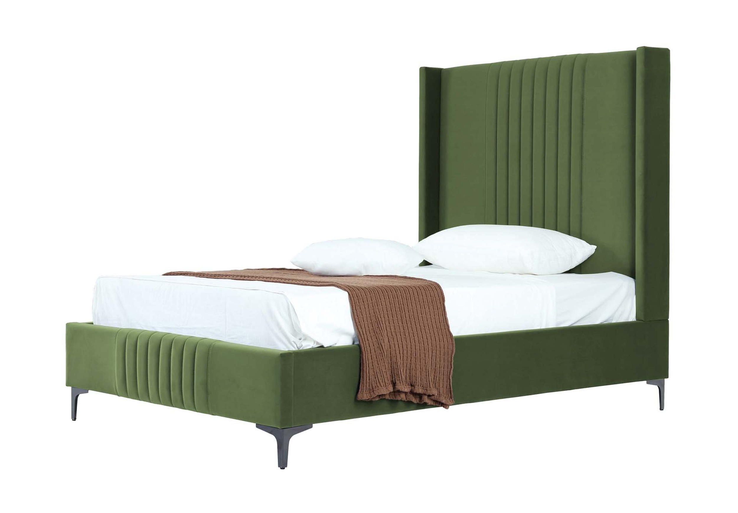 Promenade Velvet Platform Three Quarter Size Bed