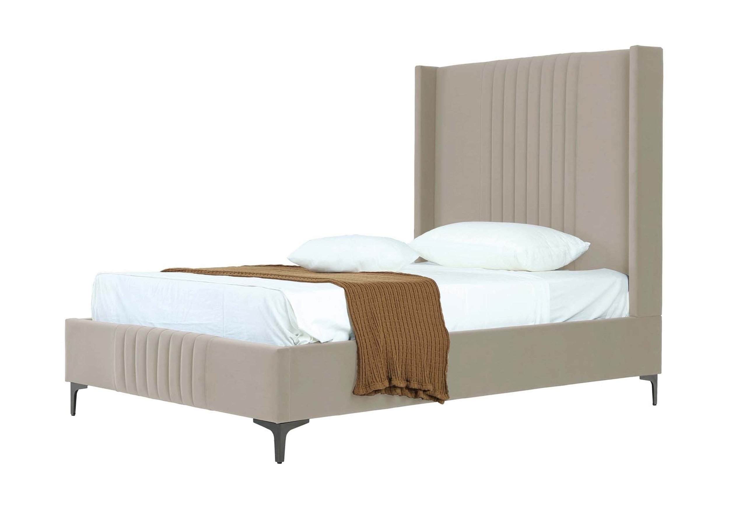Promenade Velvet Platform Three Quarter Size Bed