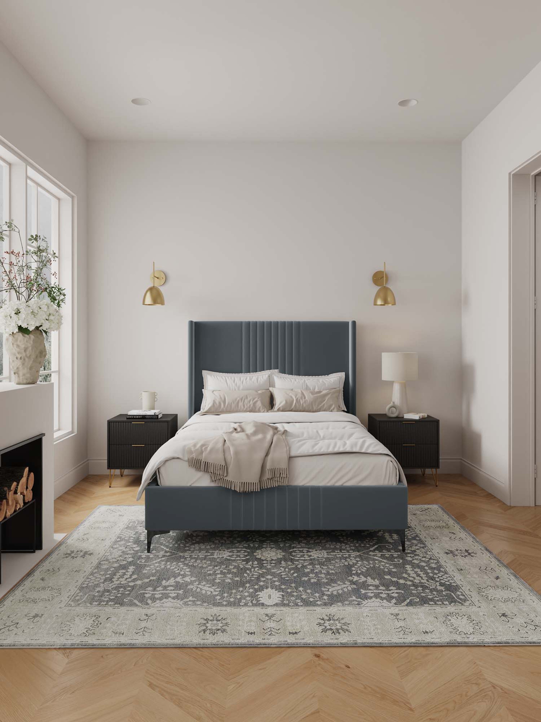 Promenade Velvet Platform Full Size Bed