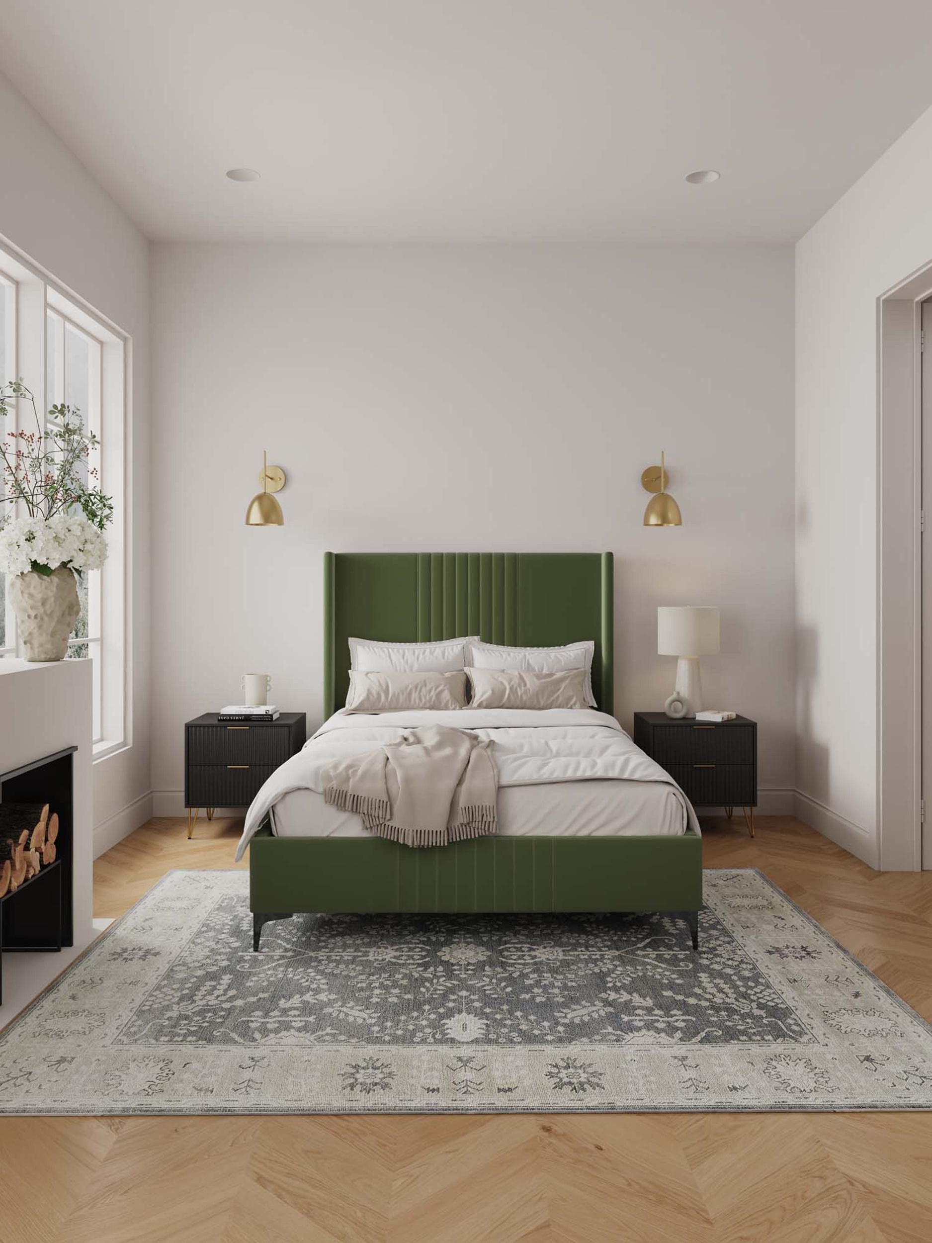 Promenade Velvet Platform Full Size Bed