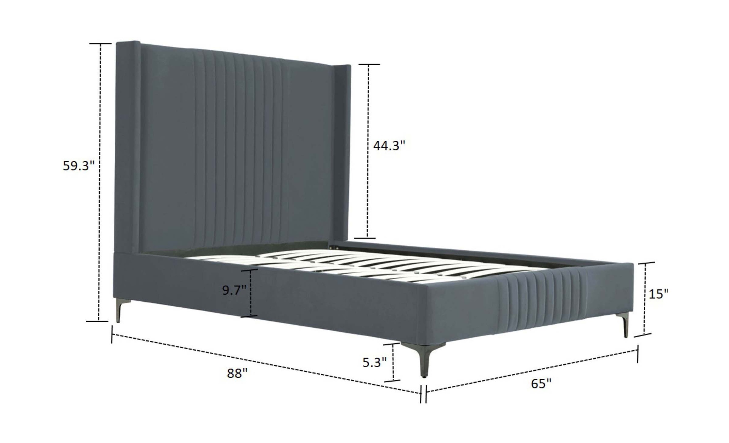 Promenade Velvet Platform Queen Size Bed