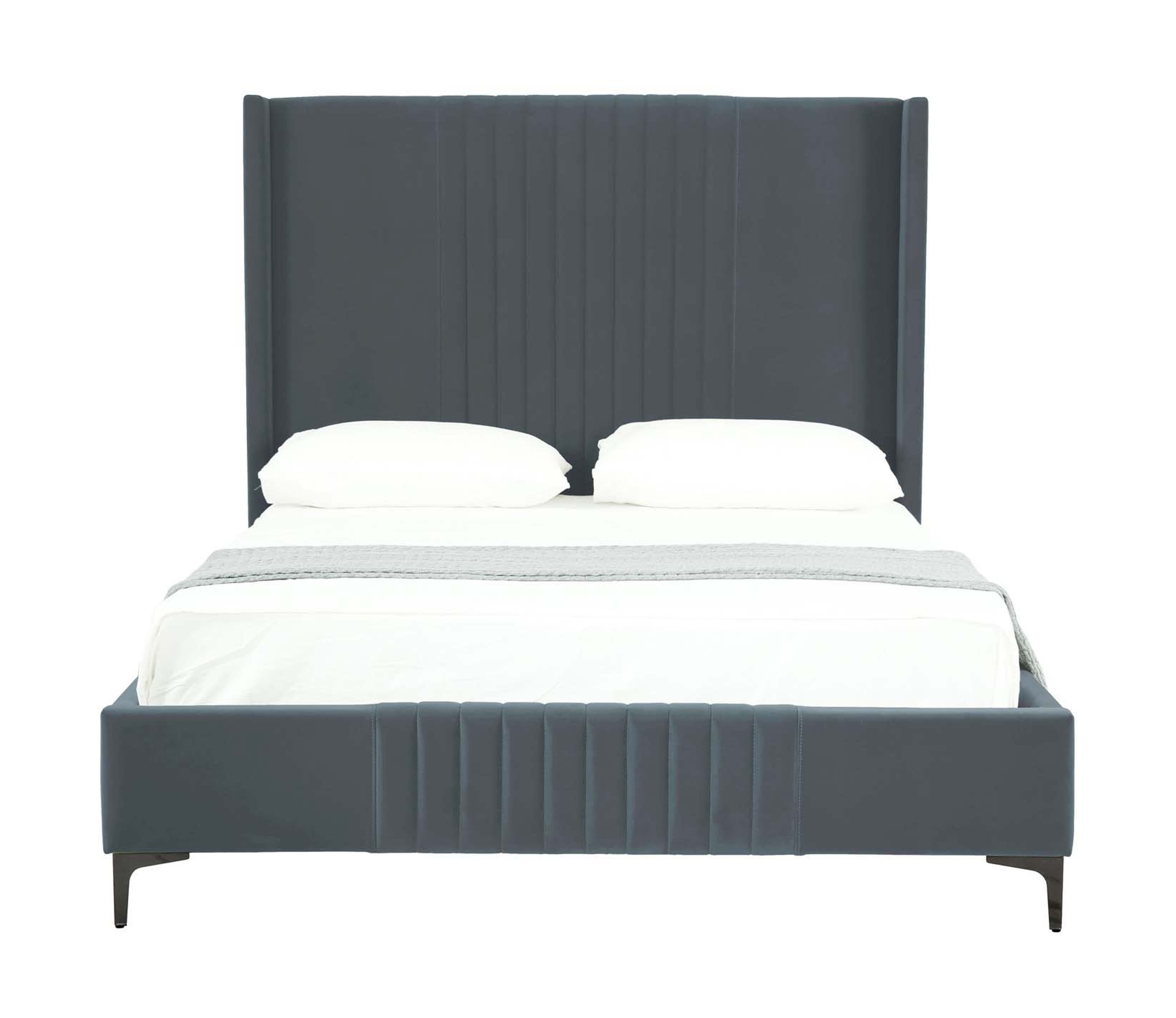 Promenade Velvet Platform Queen Size Bed