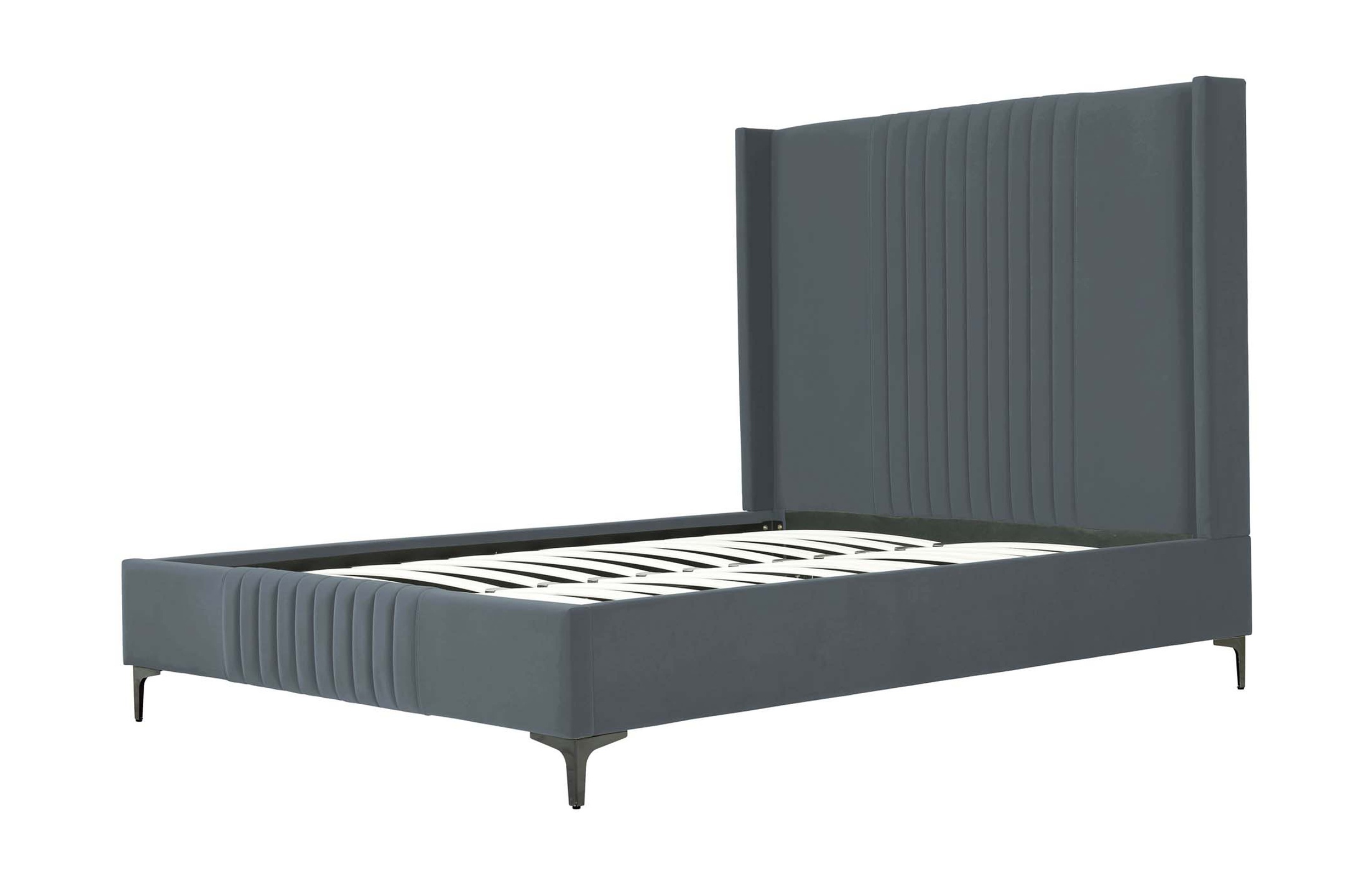 Promenade Velvet Platform Queen Size Bed