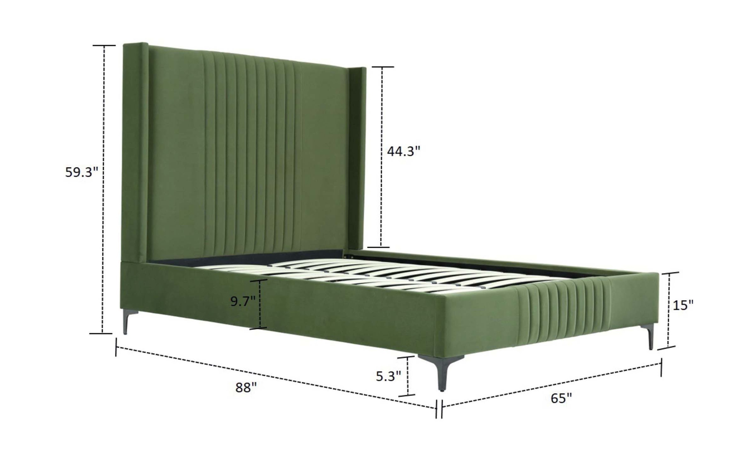 Promenade Velvet Platform Queen Size Bed
