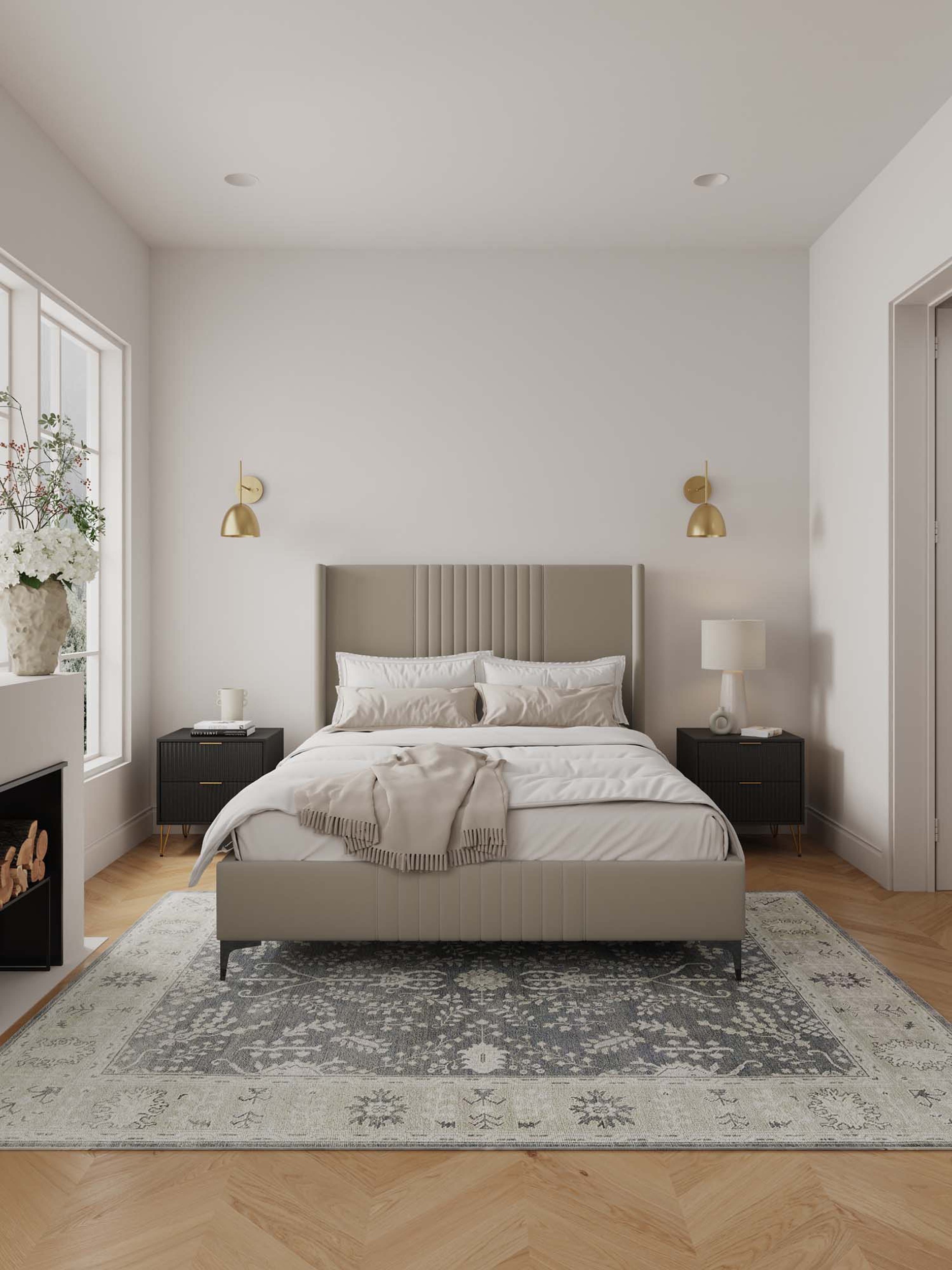 Promenade Velvet Platform Queen Size Bed