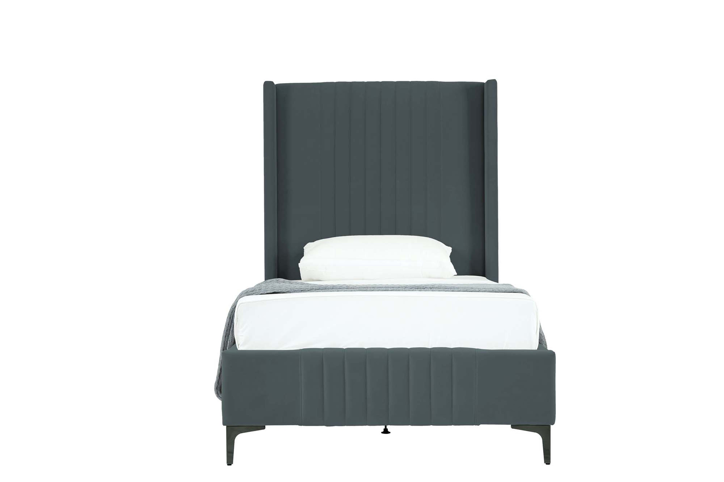 Promenade Velvet Platform Twin Size Bed