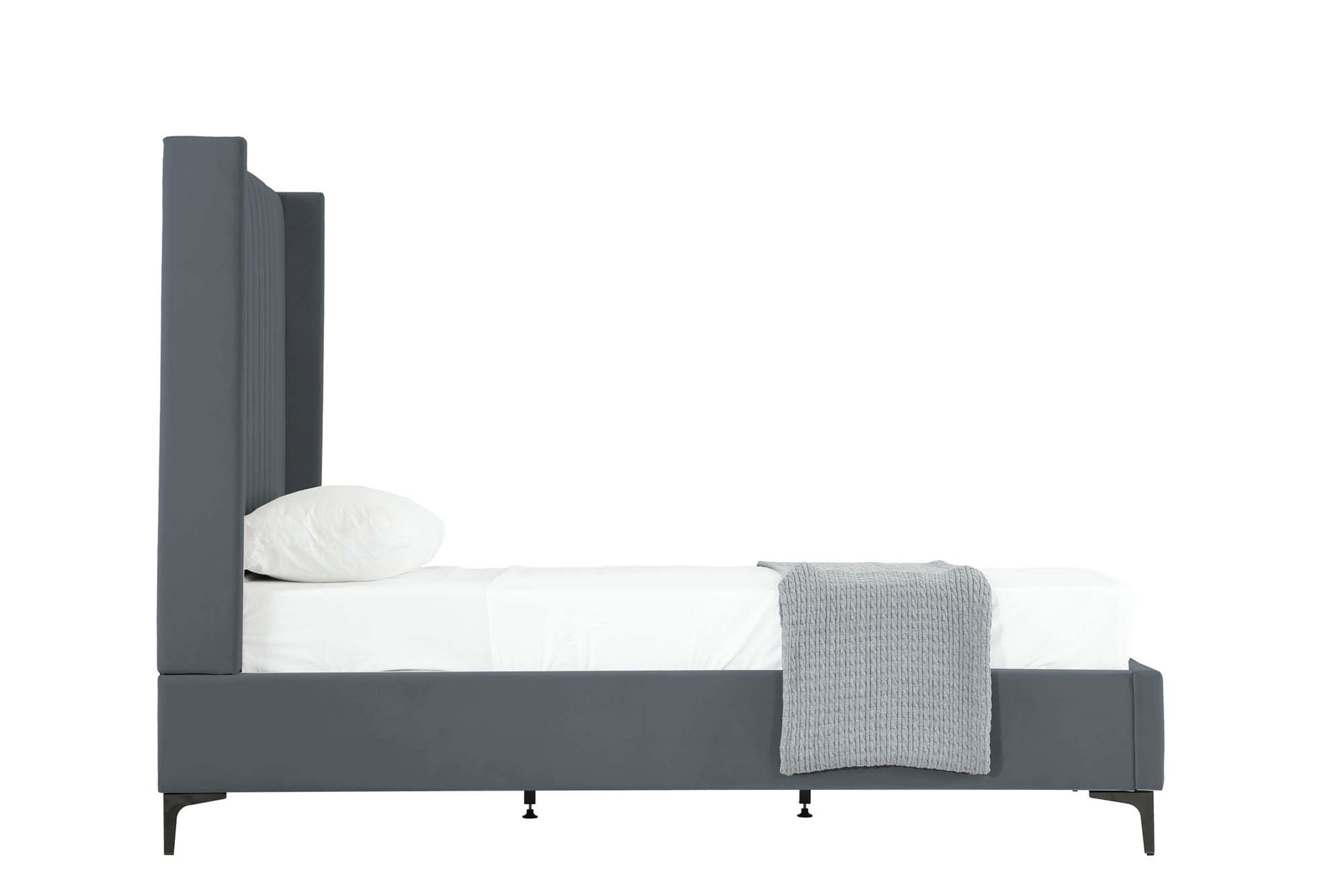 Promenade Velvet Platform Twin Size Bed