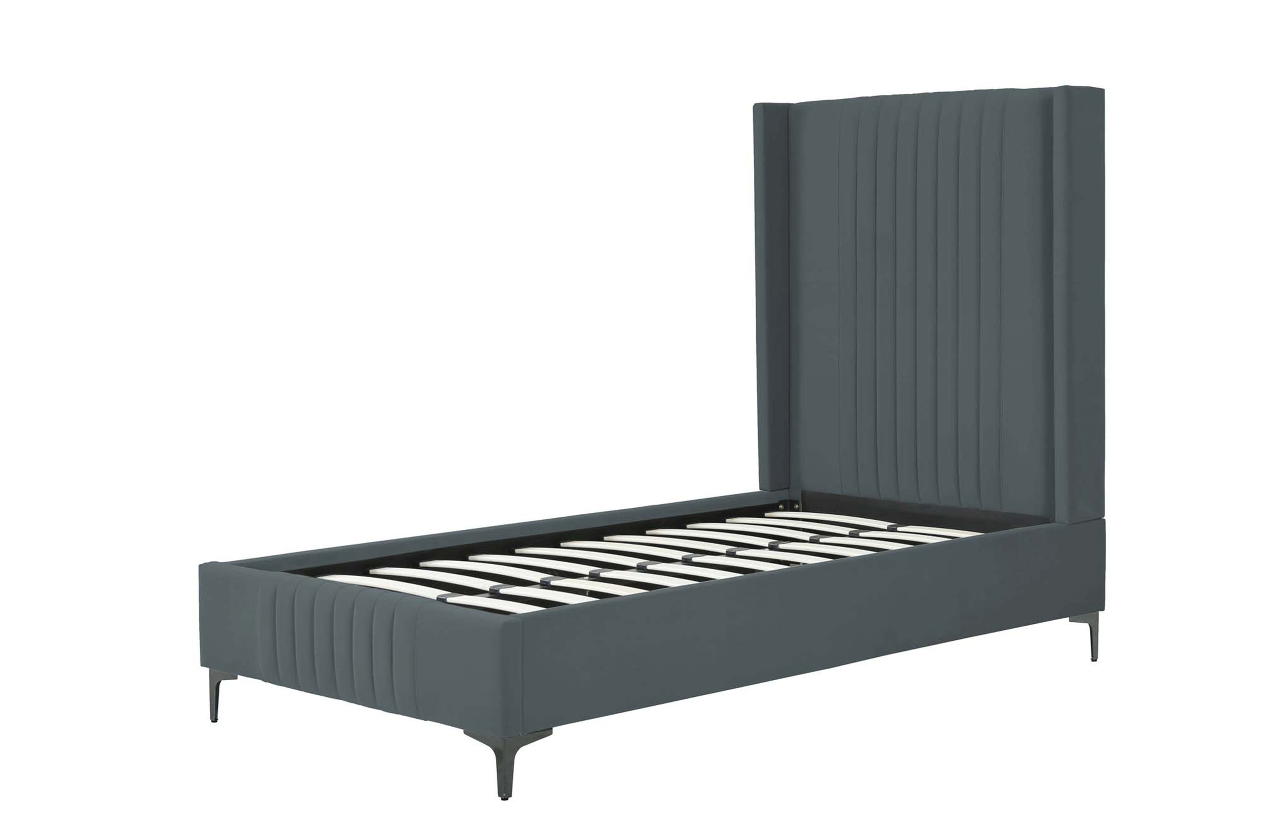 Promenade Velvet Platform Twin Size Bed
