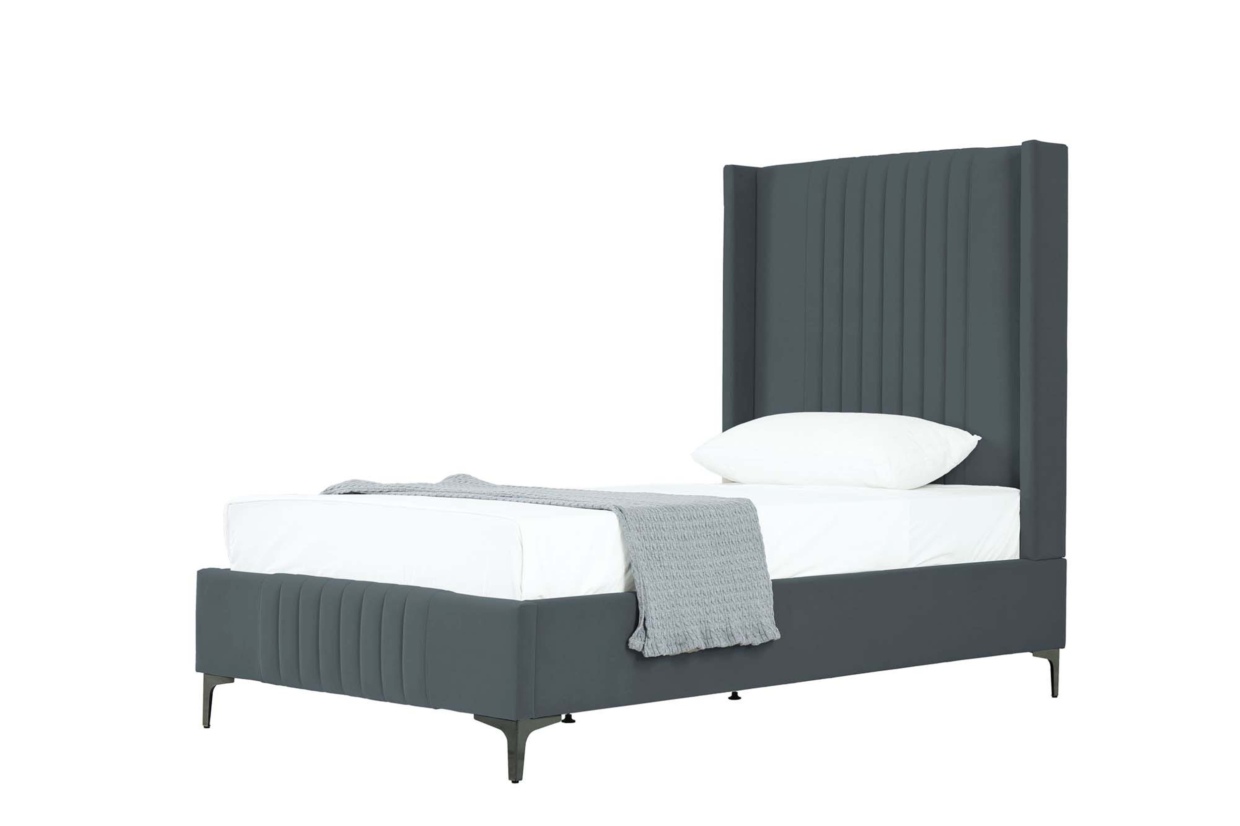 Promenade Velvet Platform Twin Size Bed