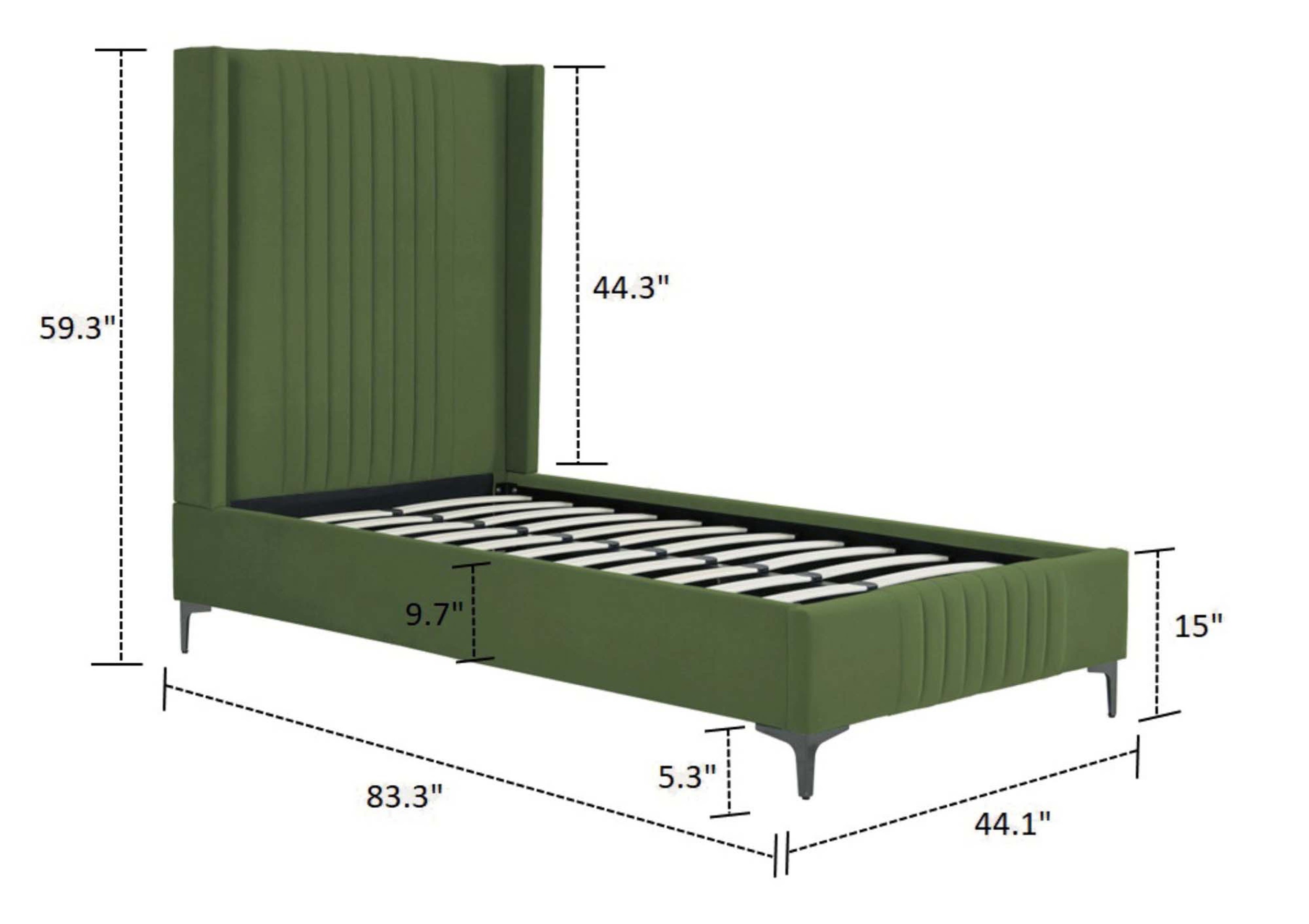 Promenade Velvet Platform Twin Size Bed