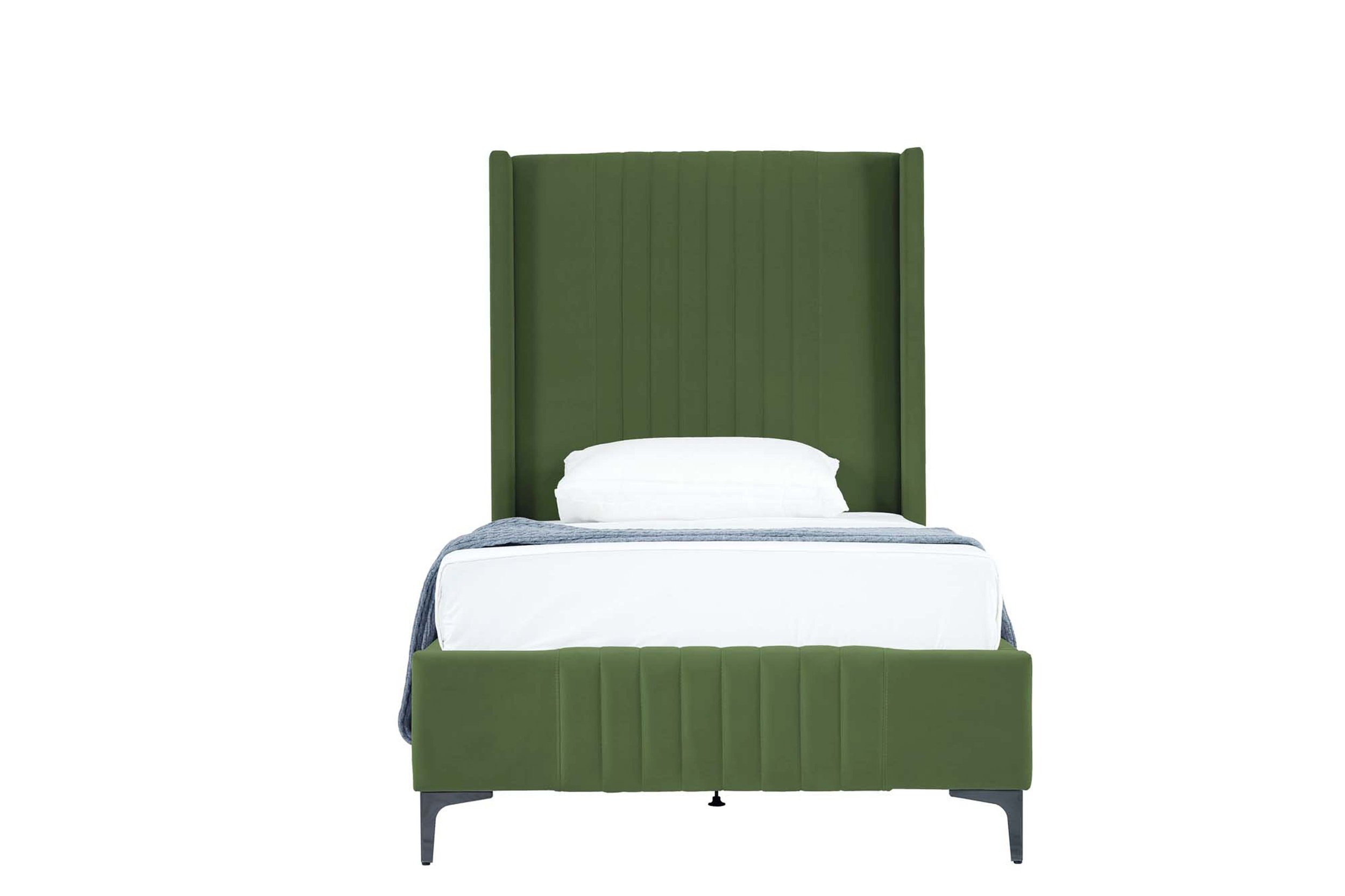 Promenade Velvet Platform Twin Size Bed