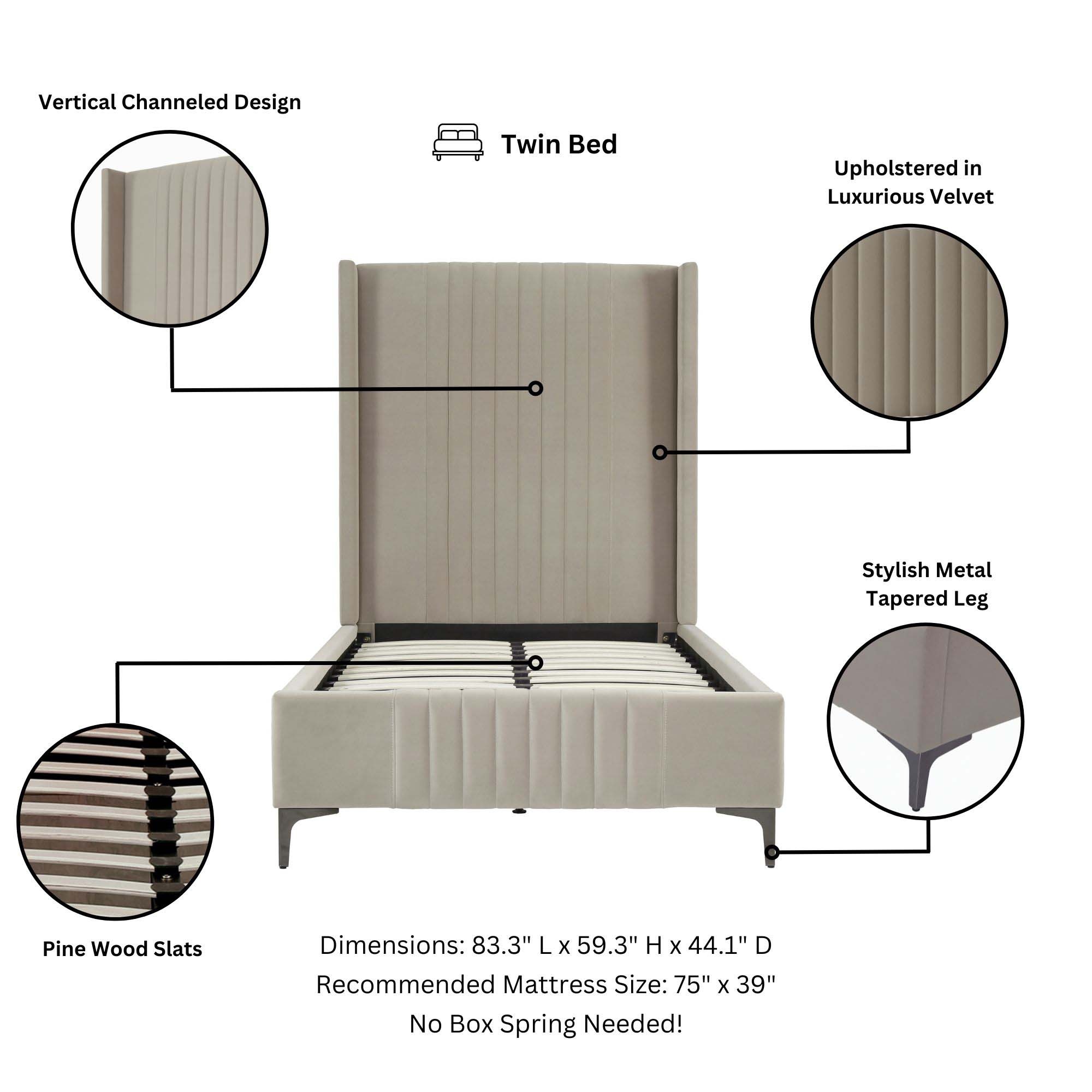 Promenade Velvet Platform Bed