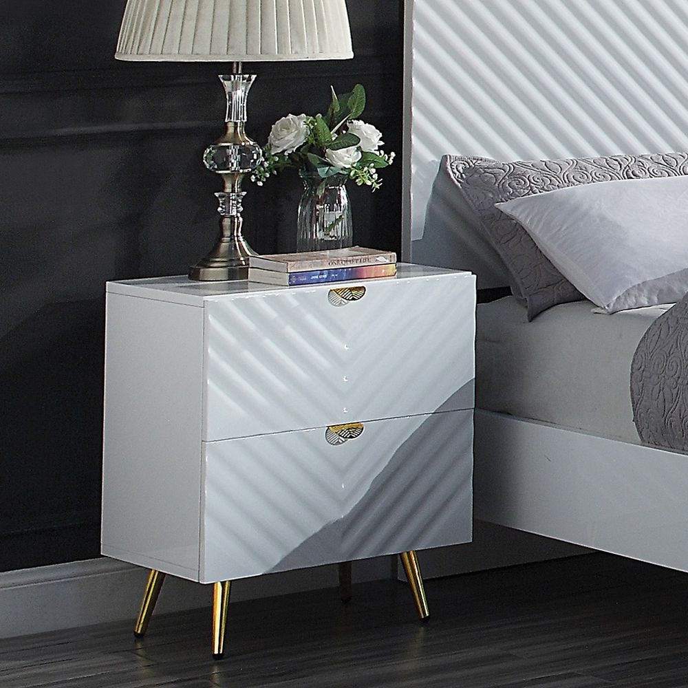 Gaines Wood/Metal Nightstand w/2 Drawers