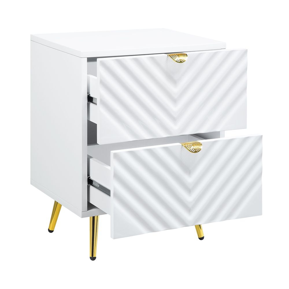 Gaines Wood/Metal Nightstand w/2 Drawers