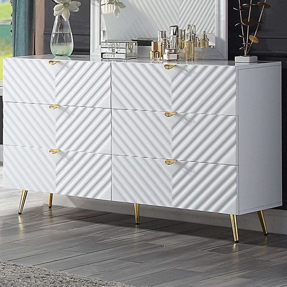 Gaines Wood/Metal Double Dresser w/6 Drawers