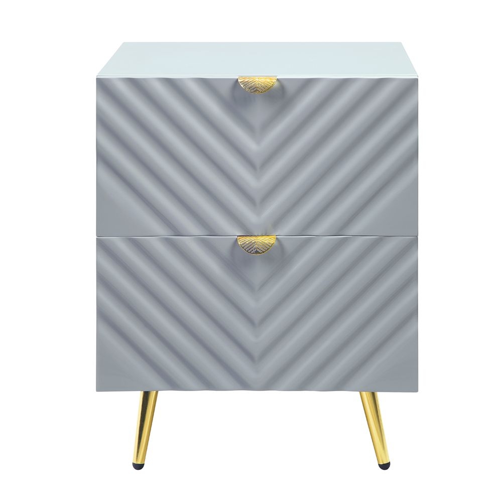 Gaines Wood/Metal Nightstand w/2 Drawers