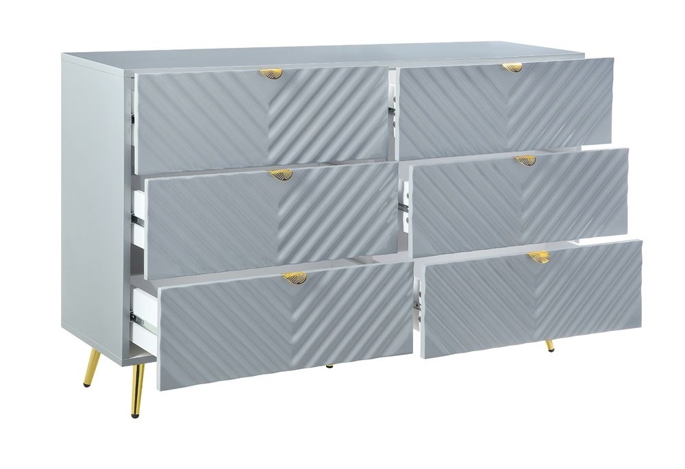 Gaines Wood/Metal Double Dresser w/6 Drawers
