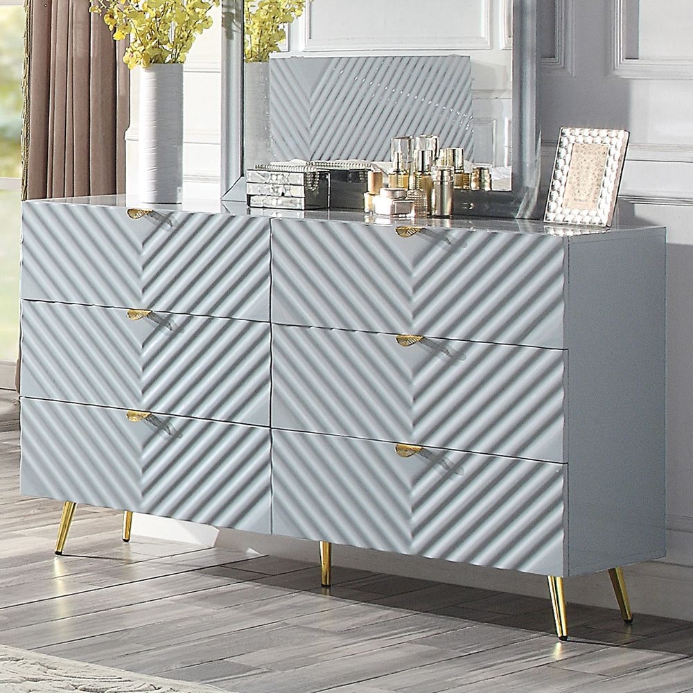 Gaines Wood/Metal Double Dresser w/6 Drawers